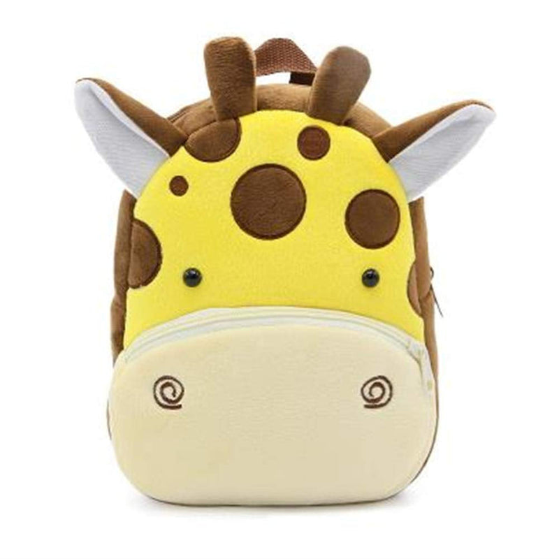 ANYKIDZ 3D Dark Brown Giraffe Kids School Backpack Cute Cartoon Animal Style Children Toddler Plush Bag Perfect Accessories For Boys and Girls