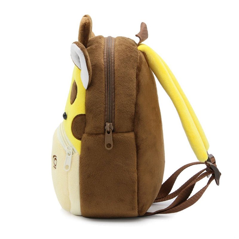 ANYKIDZ 3D Dark Brown Giraffe Kids School Backpack Cute Cartoon Animal Style Children Toddler Plush Bag Perfect Accessories For Boys and Girls