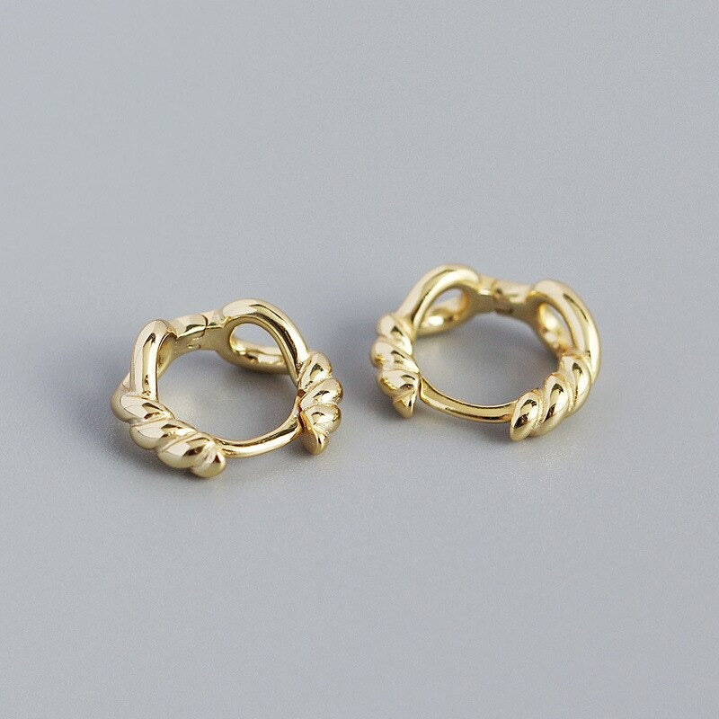 ANYCO Hoop Earrings Unique Twist Hollow Huggies Minimalist Bohemian Hip Hop Gothic For Women Party Jewelry Gold