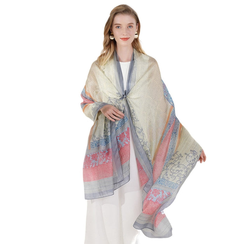 Anyyou 100% Mulberry Silk White Long Scarf Luxury Brand Women Beach Shawl Wear Swimwear Pashimina Face Shield Foulard