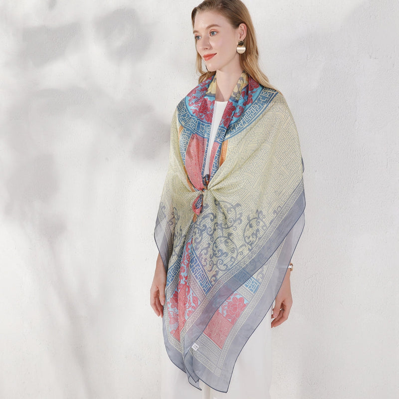 Anyyou 100% Mulberry Silk White Long Scarf Luxury Brand Women Beach Shawl Wear Swimwear Pashimina Face Shield Foulard