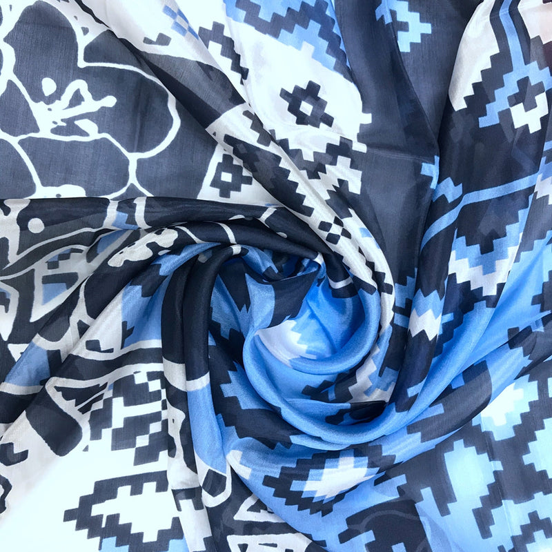 Anyyou 100% Mulberry Silk Dark Blue Long Scarf Luxury Brand Women Beach Shawl Wear Swimwear Pashimina Face Shield Foulard