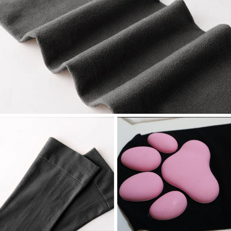 Anyfootwear 1 Pair Black Free Size Women High Socks Stockings Lingerie 3D Cat Claw Long Socks Thigh High Compression Stockings