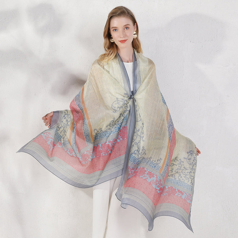 Anyyou 100% Mulberry Silk White Long Scarf Luxury Brand Women Beach Shawl Wear Swimwear Pashimina Face Shield Foulard