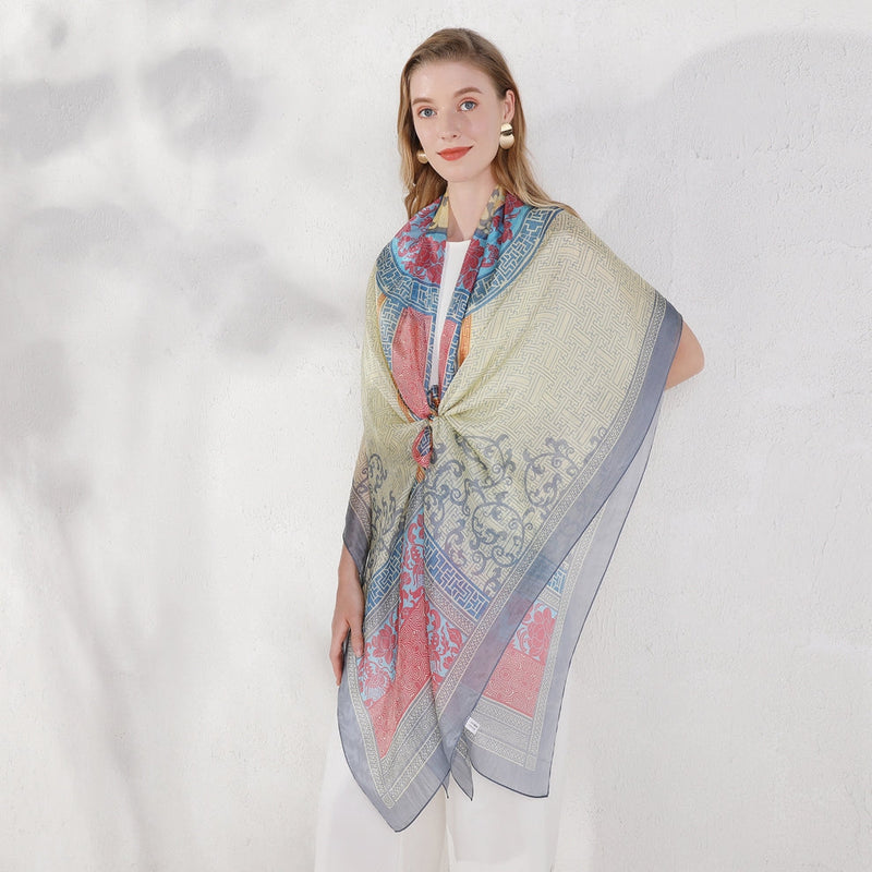 Anyyou 100% Mulberry Silk White Long Scarf Luxury Brand Women Beach Shawl Wear Swimwear Pashimina Face Shield Foulard