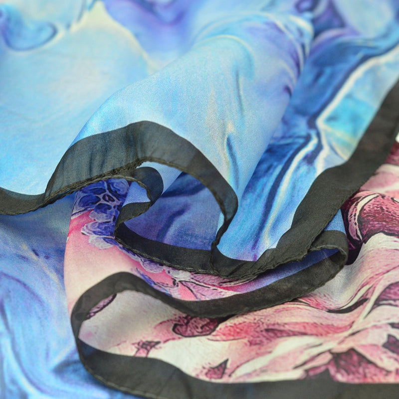 Anyyou 100% Mulberry Silk Light Blue Long Scarf Luxury Brand Women Beach Shawl Wear Swimwear Pashimina Face Shield Foulard