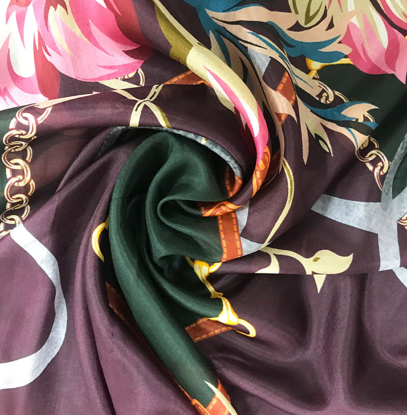 Anyyou 100% Mulberry Silk Brown Long Scarf Luxury Brand Women Beach Shawl Wear Swimwear Pashimina Face Shield Foulard