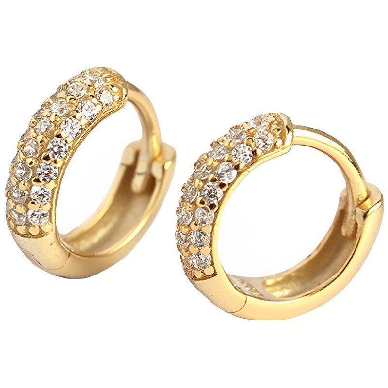 ANYCO Earrings Luxury Zircon Punk Circle Hoop Bohemian Piercing Ear Buckle For Women Accessories  8MM Gold