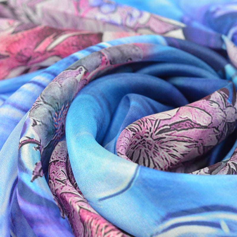 Anyyou 100% Mulberry Silk Light Blue Long Scarf Luxury Brand Women Beach Shawl Wear Swimwear Pashimina Face Shield Foulard