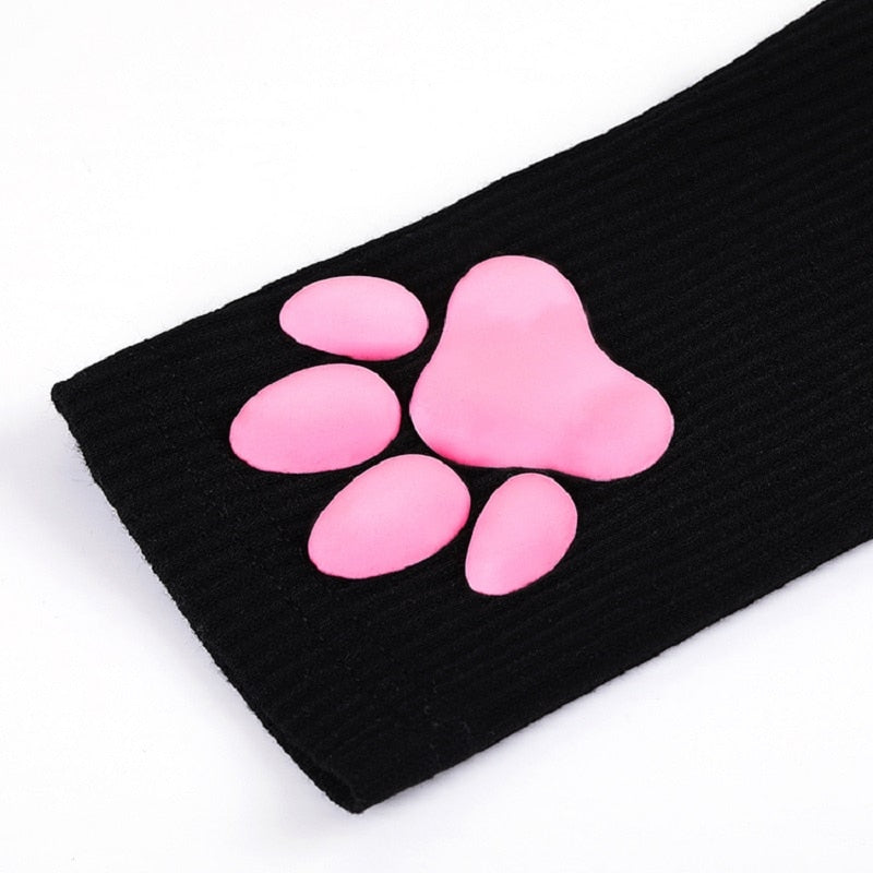 Anyfootwear 1 Pair Black Free Size Women High Socks Stockings Lingerie 3D Cat Claw Long Socks Thigh High Compression Stockings