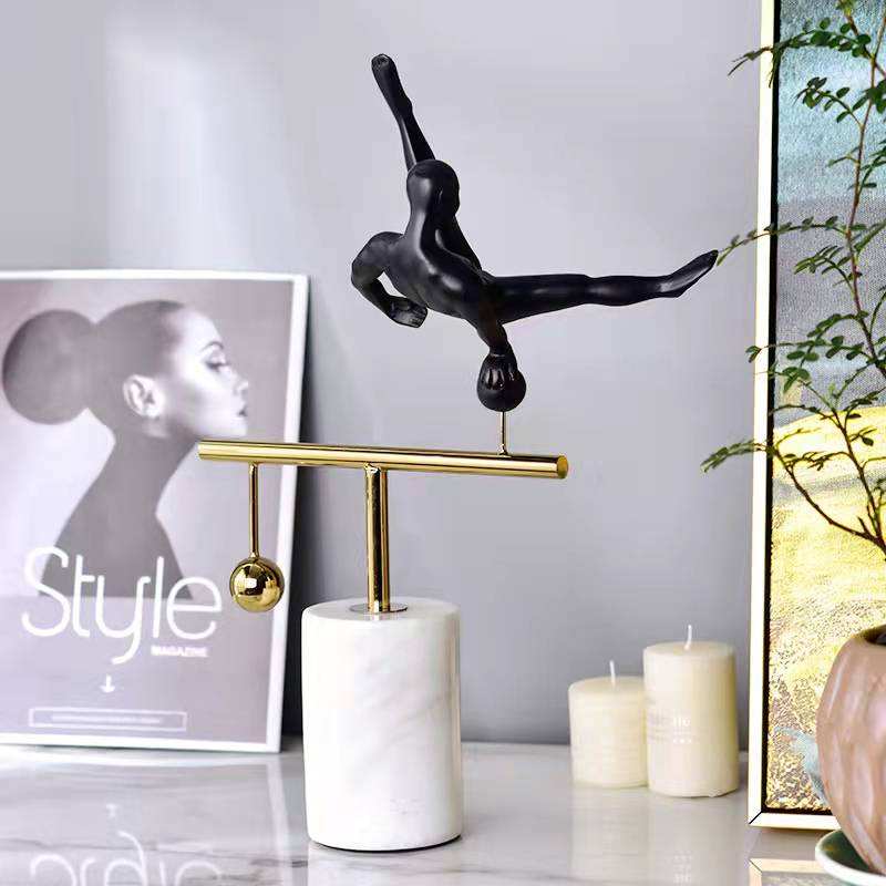 ANYHOUZ  40cm Abstract Human Sculpture Tabletop Home Decor Modern Art Living Room Display House Decorative Crafts Ornaments with Resin Base