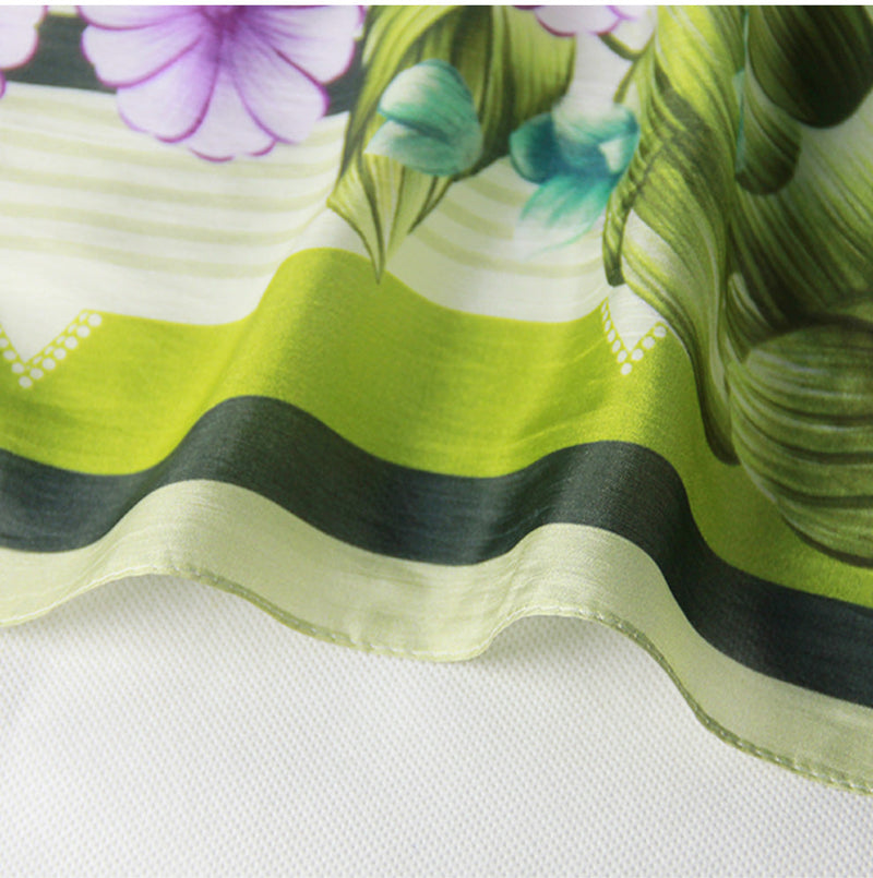 Anyyou 100% Mulberry Silk Avocado Green Long Scarf Luxury Brand Women Beach Shawl Wear Swimwear Pashimina Face Shield Foulard