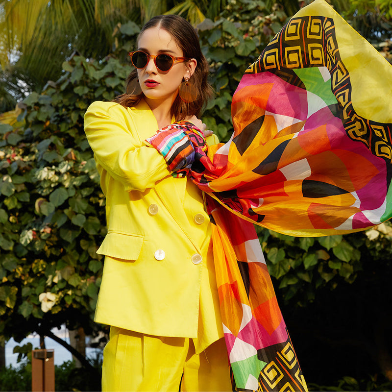 Anyyou 100% Mulberry Silk Butter Yellow Long Scarf Luxury Brand Women Beach Shawl Wear Swimwear Pashimina Face Shield Foulard