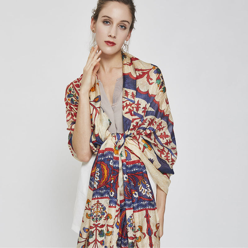 Anyyou 100% Mulberry Silk Khaki Long Scarf Luxury Brand Women Beach Shawl Wear Swimwear Pashimina Face Shield Foulard