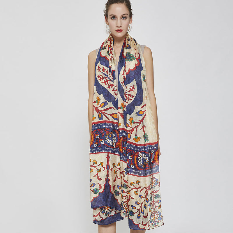 Anyyou 100% Mulberry Silk Khaki Long Scarf Luxury Brand Women Beach Shawl Wear Swimwear Pashimina Face Shield Foulard