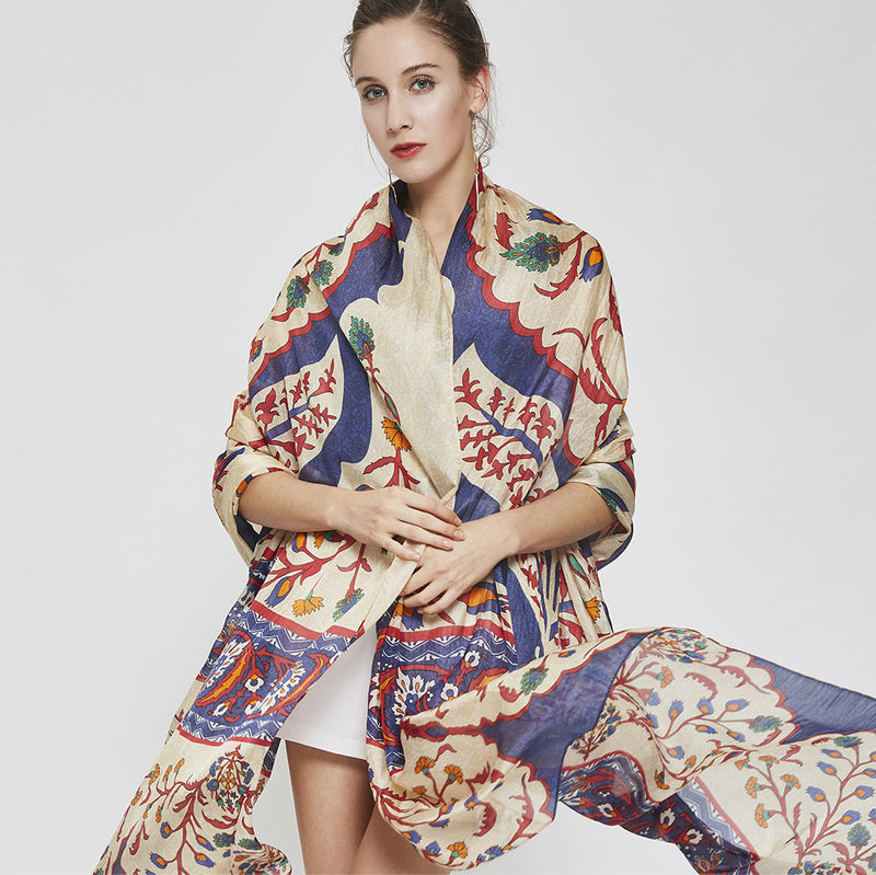 Anyyou 100% Mulberry Silk Khaki Long Scarf Luxury Brand Women Beach Shawl Wear Swimwear Pashimina Face Shield Foulard