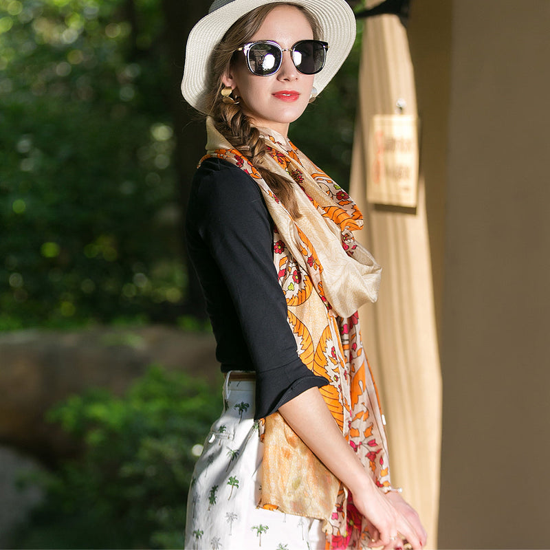 Anyyou 100% Mulberry Silk Gray Long Scarf Luxury Brand Women Beach Shawl Wear Swimwear Pashimina Face Shield Foulard