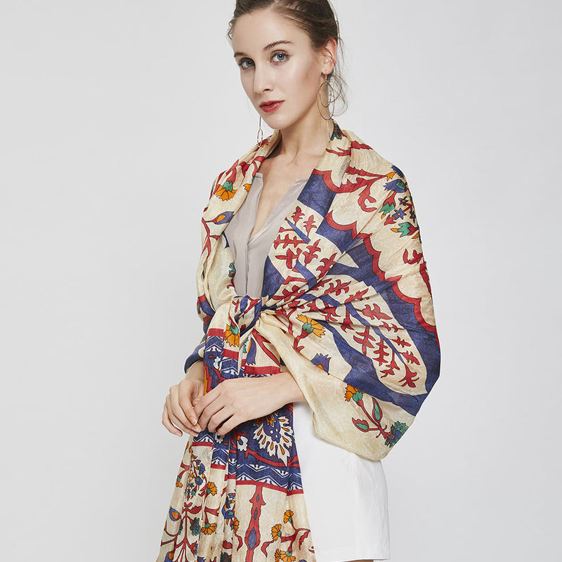 Anyyou 100% Mulberry Silk Khaki Long Scarf Luxury Brand Women Beach Shawl Wear Swimwear Pashimina Face Shield Foulard