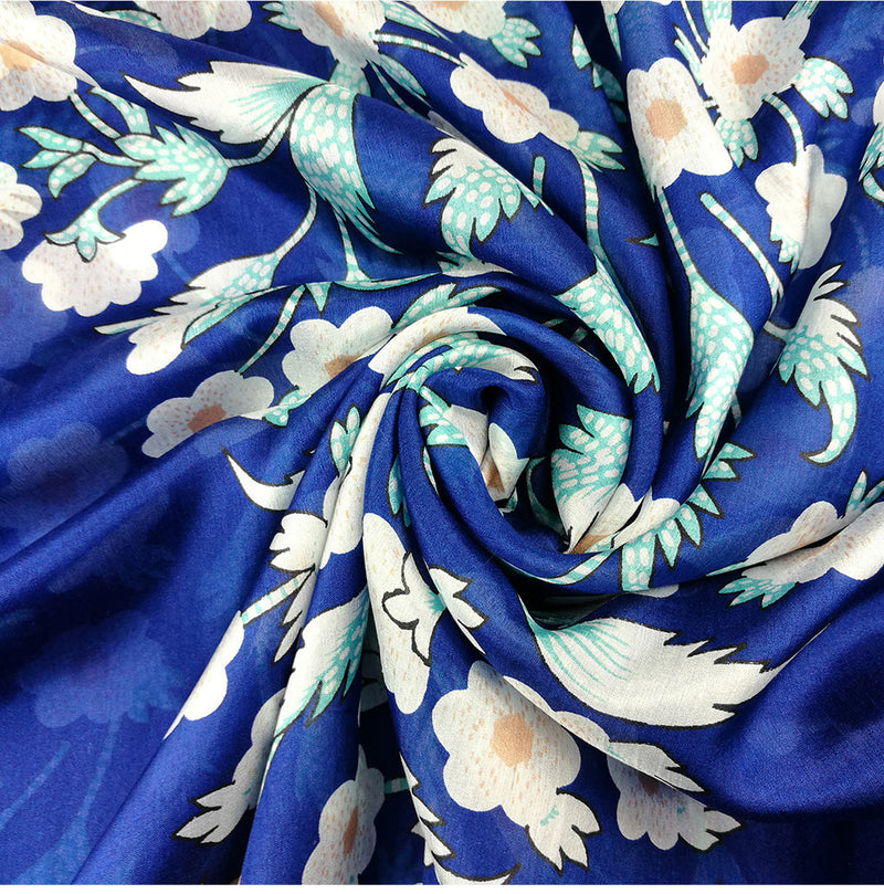 Anyyou 100% Mulberry Silk Ocean Blue Long Scarf Luxury Brand Women Beach Shawl Wear Swimwear Pashimina Face Shield Foulard