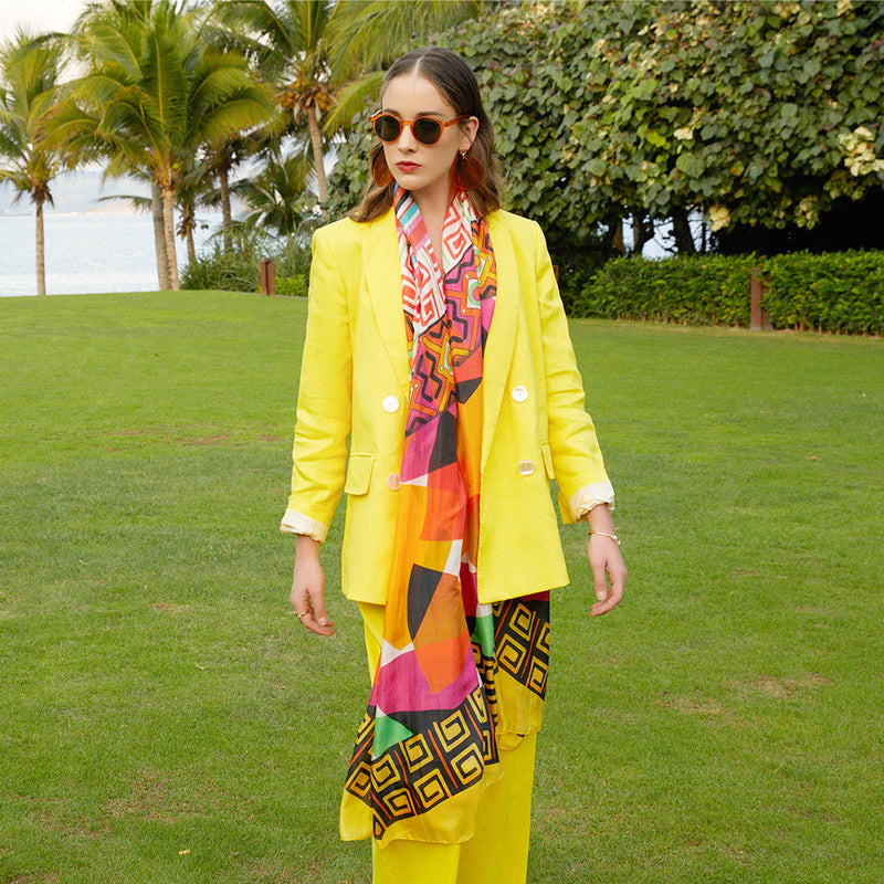 Anyyou 100% Mulberry Silk Butter Yellow Long Scarf Luxury Brand Women Beach Shawl Wear Swimwear Pashimina Face Shield Foulard