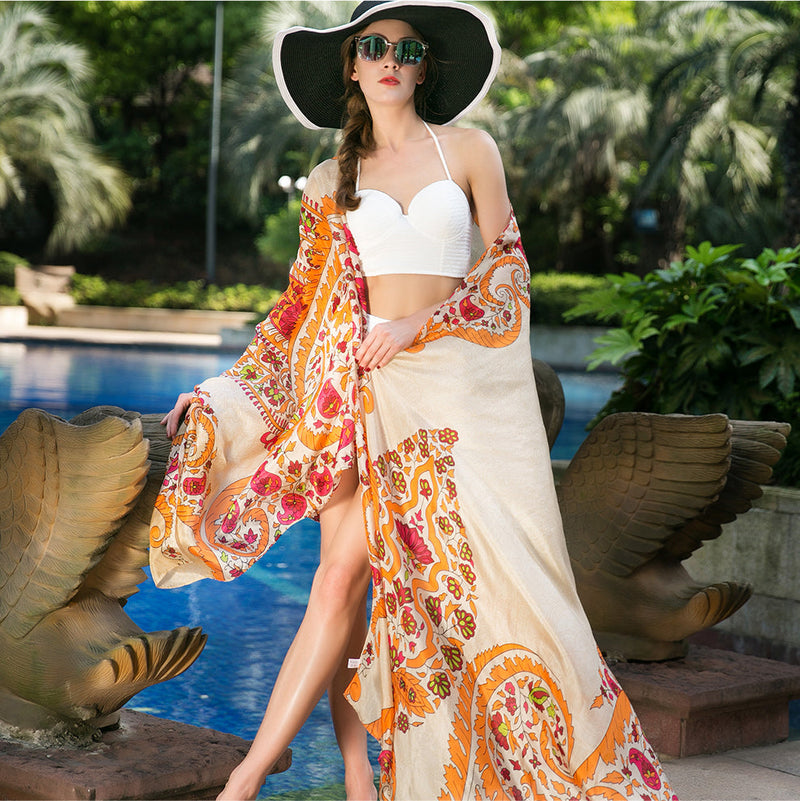 Anyyou 100% Mulberry Silk Gray Long Scarf Luxury Brand Women Beach Shawl Wear Swimwear Pashimina Face Shield Foulard