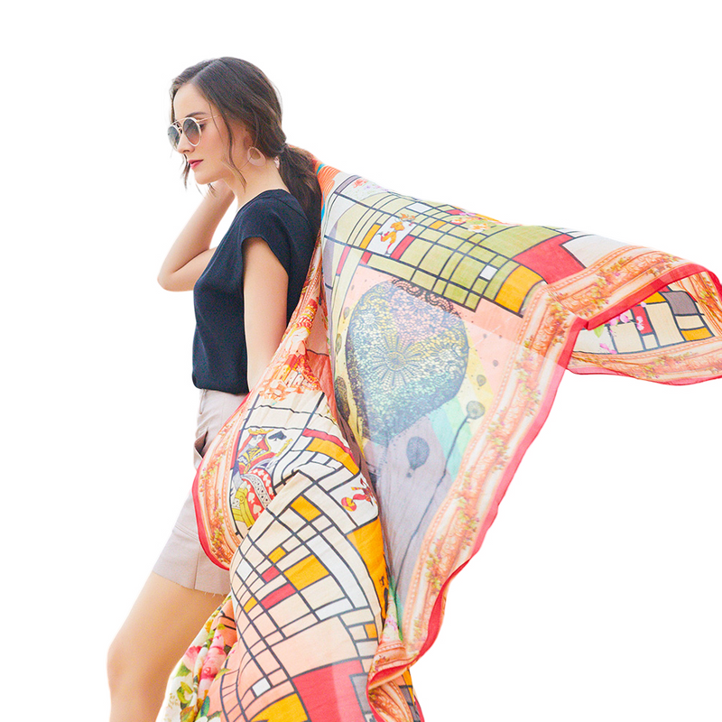 Anyyou 100% Mulberry Silk Orange Long Scarf Luxury Brand Women Beach Shawl Wear Swimwear Pashimina Face Shield Foulard