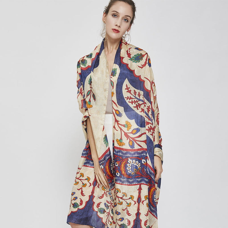 Anyyou 100% Mulberry Silk Khaki Long Scarf Luxury Brand Women Beach Shawl Wear Swimwear Pashimina Face Shield Foulard