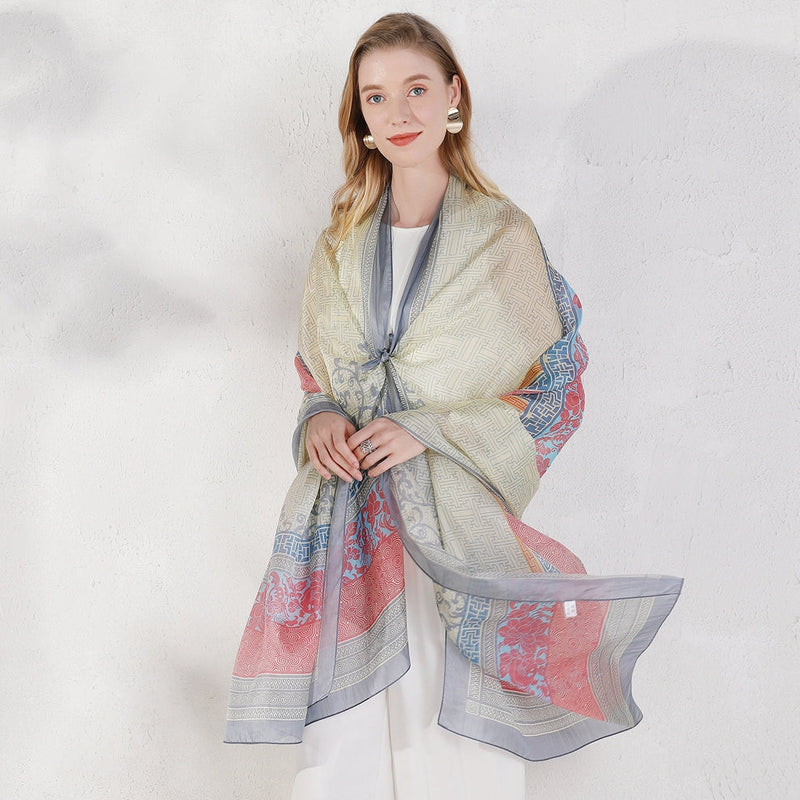 Anyyou 100% Mulberry Silk White Long Scarf Luxury Brand Women Beach Shawl Wear Swimwear Pashimina Face Shield Foulard