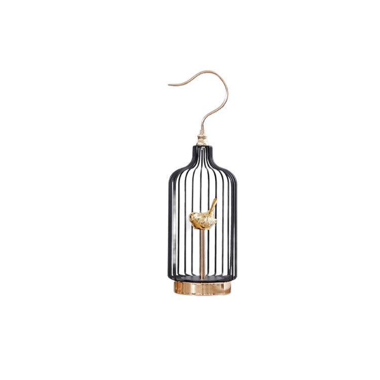 ANYHOUZ 42cm Golder Handle Birdcage Tabletop Home Decor Modern Art Living Room Display House Decorative Crafts Metal Ornaments