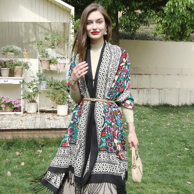 Anyyou 100% Pure Merino Wool White Poncho Winter Large Scarf Pashmina Shawl Bandana Neck Wrap For Women