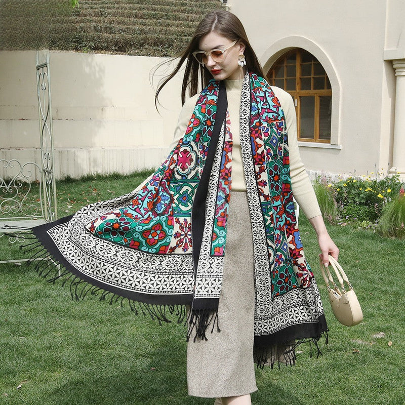 Anyyou 100% Pure Merino Wool White Poncho Winter Large Scarf Pashmina Shawl Bandana Neck Wrap For Women