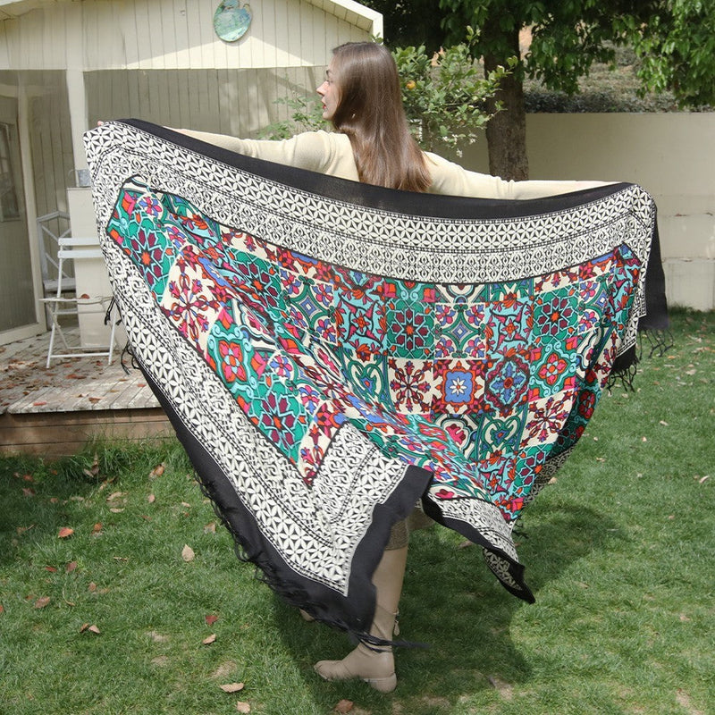 Anyyou 100% Pure Merino Wool White Poncho Winter Large Scarf Pashmina Shawl Bandana Neck Wrap For Women