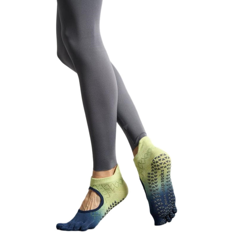 Anyfootwear 1 Pair One Size 35-40 Yellow and Blue Gradient Yoga Socks Non-slip Professional Five-finger Socks Pilates Split Toe for Women