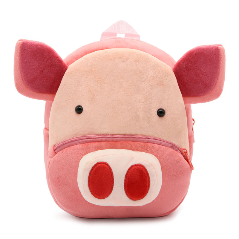 ANYKIDZ 3D Pink Pig Kids School Backpack Cute Cartoon Animal Style Children Toddler Plush Bag Perfect Accessories For Boys and Girls