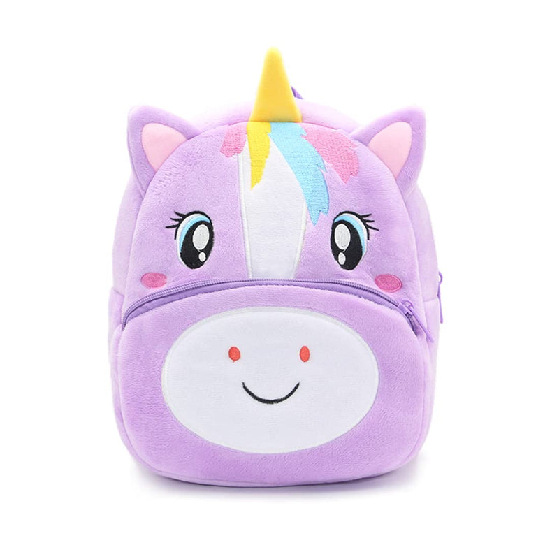 ANYKIDZ 3D Purple Unicorn Kids School Backpack Cute Cartoon Animal Style Children Toddler Plush Bag Perfect Accessories For Boys and Girls