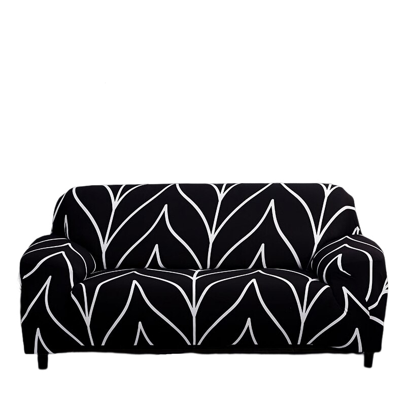 Anyseat 4-Seater Sofa Cover – Black Geometric Style Slipcover for Living Room Chair Protection