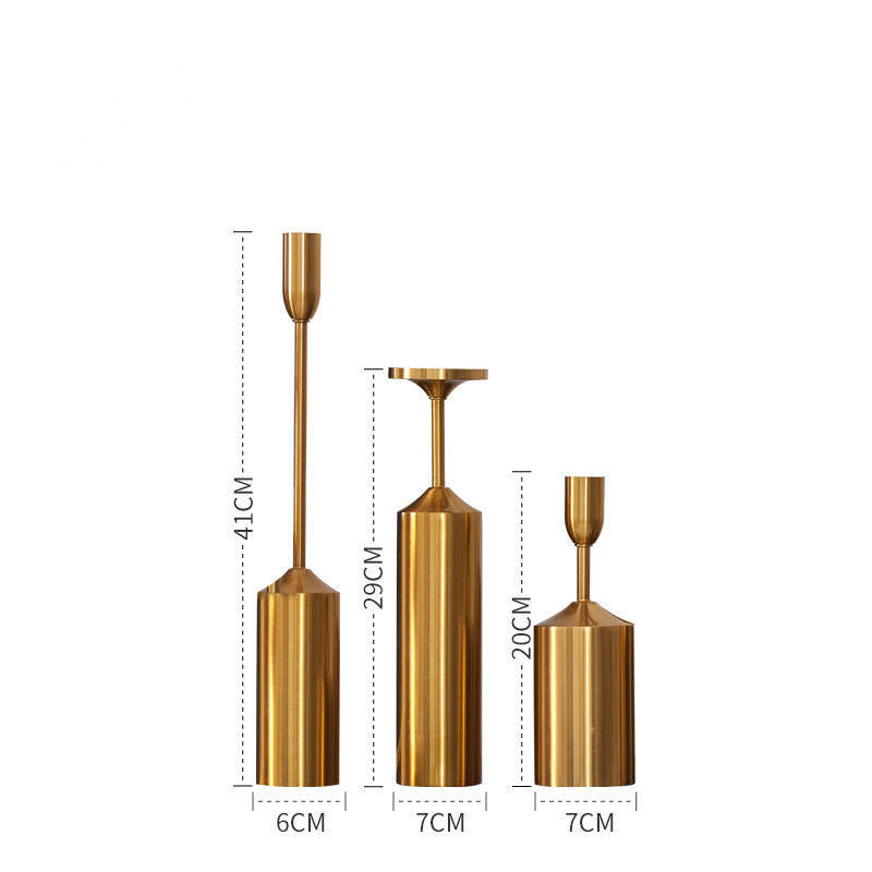 ANYDECO 6pc Luxury Gold Metal Candle Holder Tabletop Home Decor Modern Art Living Room Display House Decorative Crafts Metal Ornaments