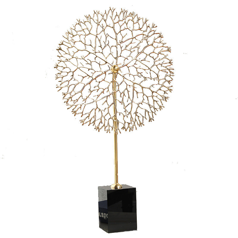 ANYHOUZ 33cm Luxury Metal Tree Tabletop Home Decor Modern Art Living Room Display House Decorative Crafts Metal Ornaments with Marble Base