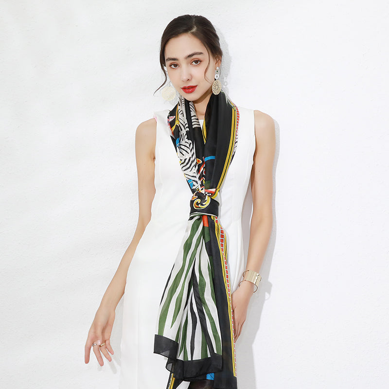 Anyyou 100% Mulberry Silk Ebony Black Long Scarf Luxury Brand Women Beach Shawl Wear Swimwear Pashimina Face Shield Foulard