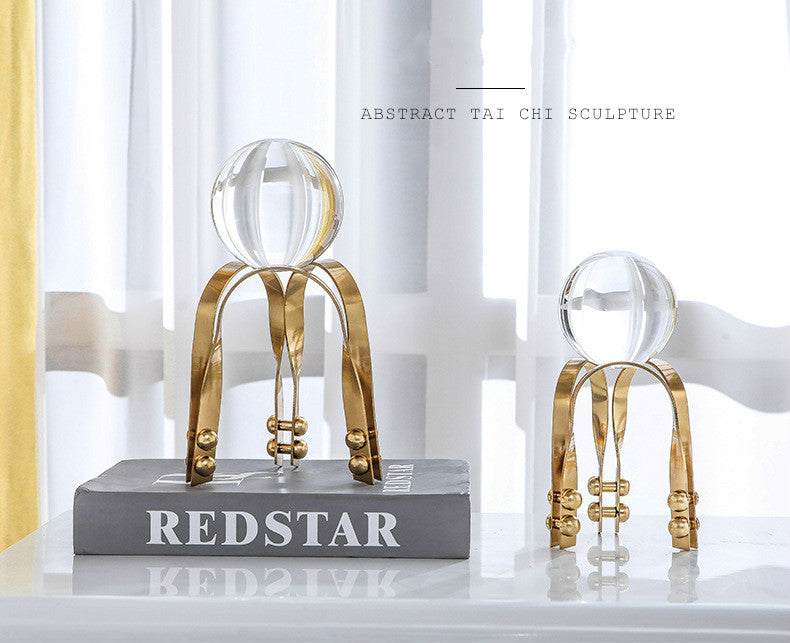 ANYHOUZ 23cm Luxury Crystal Ball Tabletop Home Decor Modern Art Living Room Display House Decorative Crafts Metal Ornaments 26