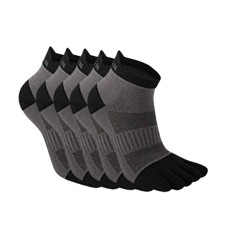 Anyfootwear 5 Pairs One Size 36-42 Gray Men's Socks Cotton Breathable Sports Sweat Absorption Five-toe Anti-friction Back Short Tube