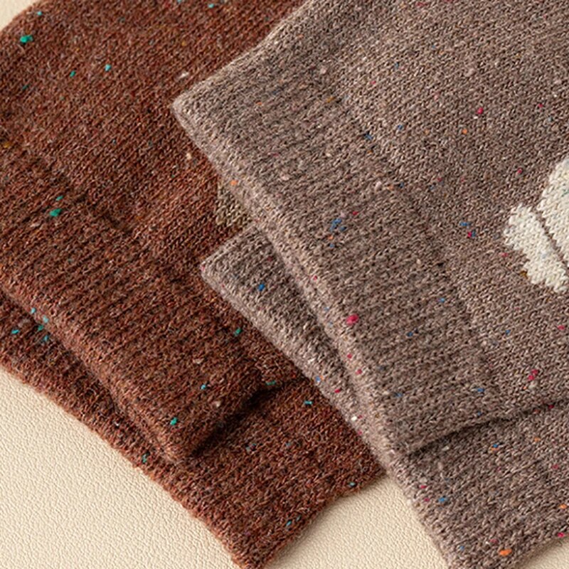 Anyfootwear 5 Pairs Size 35-40 Mixed Color Cat Cartoon Fashion Socks High Quality Woollen Stockings Foot Wear