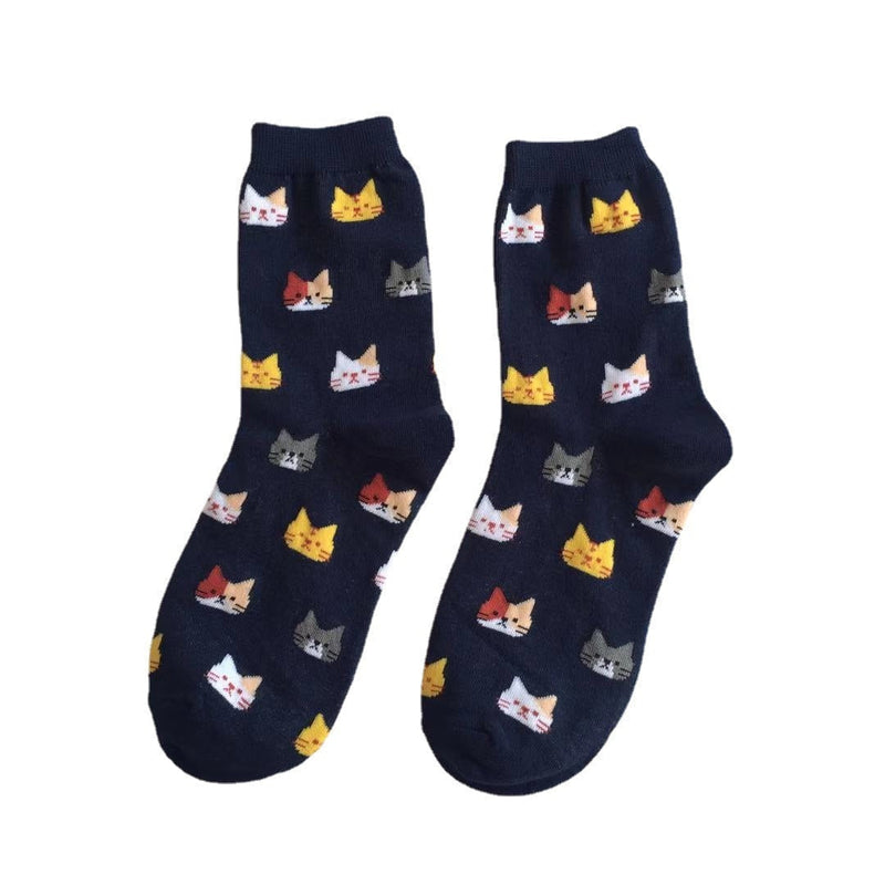 Anyfootwear 5 Pairs One Size 5-9 Mix Colour Cartoon Animal Cute Cat Ankle Short Casual Girl With Thick Warm Cotton Socks for Holiday Gifts