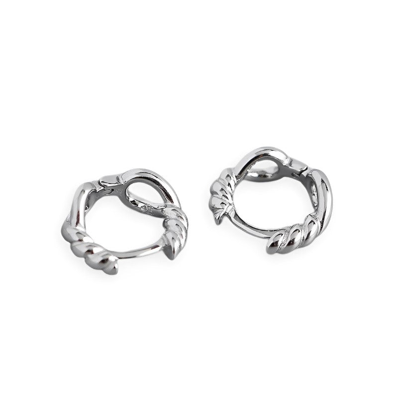 ANYCO Hoop Earrings Unique Twist Hollow Huggies Minimalist Bohemian Hip Hop Gothic Sterling Silver For Women Party Jewelry Silver