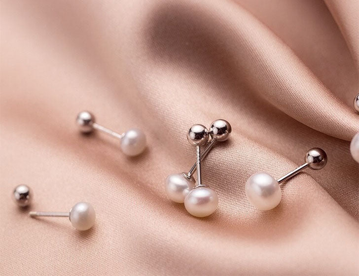 ANYCO  Fashion Earrings Sterling Silver Natural Pearl Spiral Bead Stud for Women Chic Birthday Jewelry Gift 6-7MM