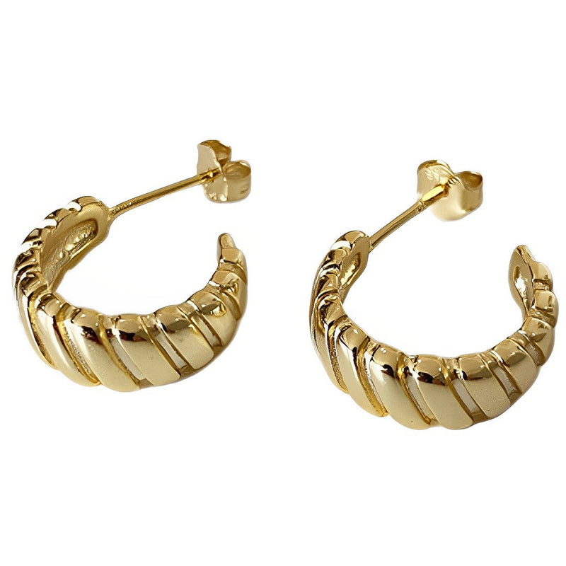 ANYCO Earrings Gold Plated Minimalist Chic Golden Thick Gear Stud  For Women Girl Perfect Fashion Stylish Accessories Jewelry Gifts