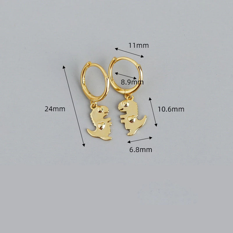 ANYCO Earrings Sterling Silver Bohemian Creative Cute Punk Dinosaur Stud For Women Girl Perfect Fashion Stylish Accessories Jewelry Gifts