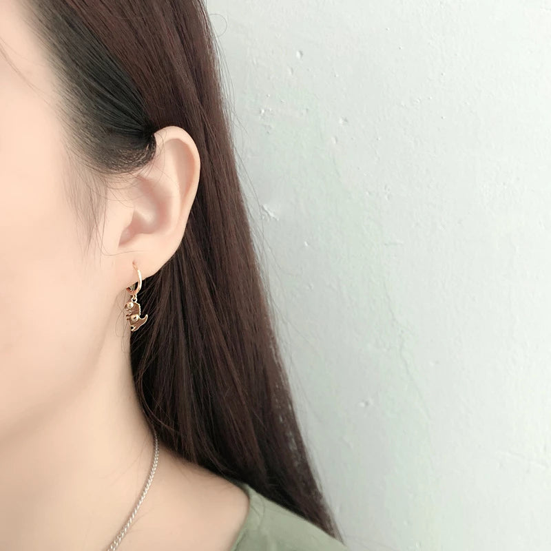 ANYCO Earrings Sterling Silver Bohemian Creative Cute Punk Dinosaur Stud For Women Girl Perfect Fashion Stylish Accessories Jewelry Gifts