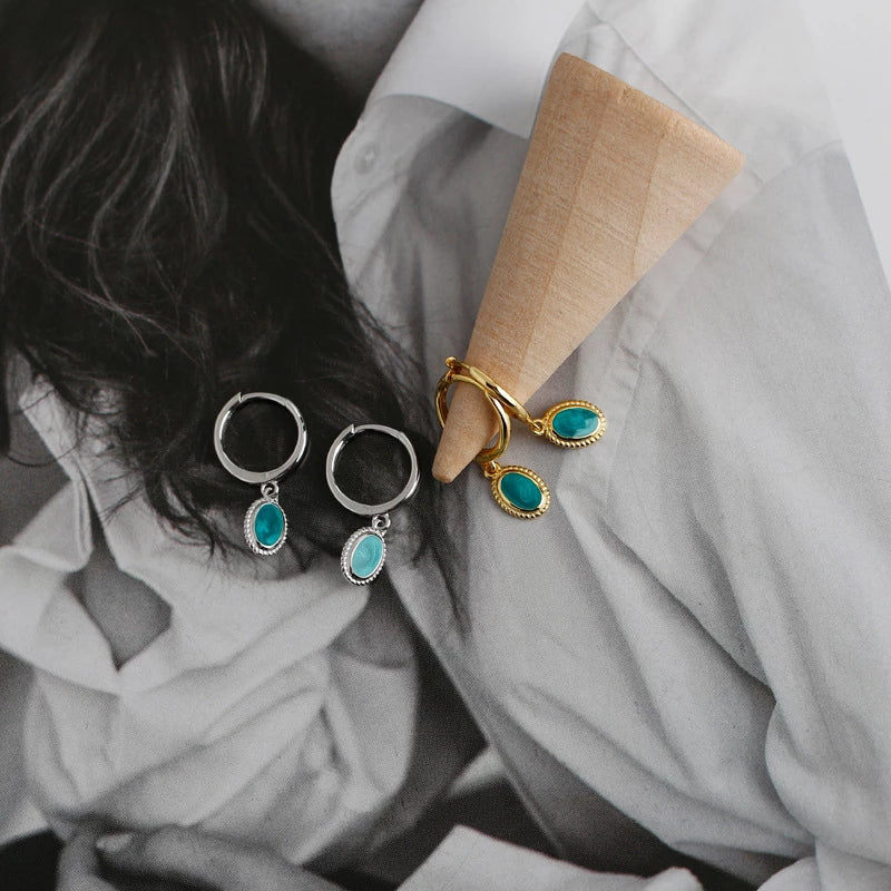 ANYCO Earrings Gold Plated Luxury Chic Round Green Zircon Stud For Women Girl Teen Fashion Stylish Accessories Jewelry Gifts