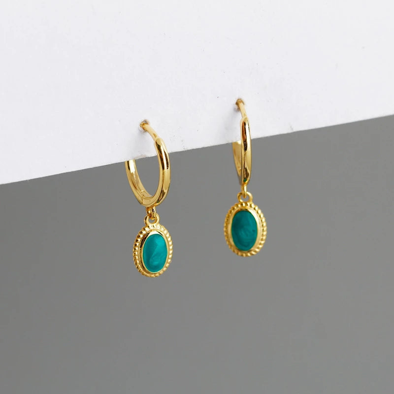 ANYCO Earrings Gold Plated Luxury Chic Round Green Zircon Stud For Women Girl Teen Fashion Stylish Accessories Jewelry Gifts